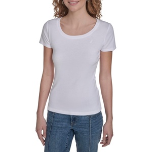 image:imageNautica Womens Short Sleeve Solid Cotton Scoop Neck TShirtBright White