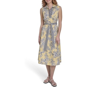 image:imageNautica Womens Sleeveless Shirtdress Belted Floral DressSunshine Bright Whtie
