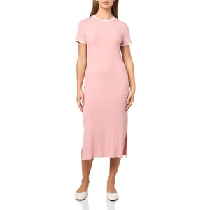image:imageNautica Womens Solid Midi Short Sleeve Round Neck Ribbed Midi DressBridal Rose