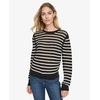 image:imageNautica Womens Long Sleeve Striped Crewneck SweaterBlackWhite Swan