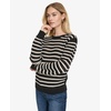 image:imageNautica Womens Long Sleeve Striped Crewneck SweaterBlackWhite Swan