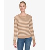 image:imageNautica Womens Long Sleeve Striped Crewneck SweaterCamelWhite Swan