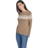 image:imageNautica Womens Mariner Stripe Pullover Boatneck Long SleeveCamel Multi