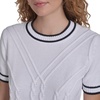 image:imageNautica Womens Short Sleeve Cable Pullover Sweater with TippingBright White Multi
