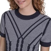image:imageNautica Womens Short Sleeve Cable Pullover Sweater with TippingNight Sky Ivory