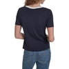 image:imageNautica Womens Short Sleeve Contrast Knit Pullover TopNight Sky Bright White