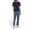 image:imageNautica Womens Short Sleeve Contrast Knit Pullover TopNight Sky Bright White