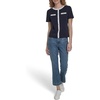 image:imageNautica Womens Short Sleeve Contrast Knit Pullover TopNight Sky Bright White