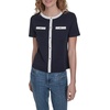 image:imageNautica Womens Short Sleeve Contrast Knit Pullover TopNight Sky Bright White