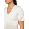 image:imageNautica Womens Short Sleeve Lurex VNeck PulloverIvory Multi