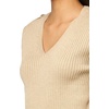 image:imageNautica Womens Short Sleeve Lurex VNeck PulloverLight Heather Fawn With Gold