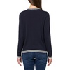 image:imageNautica Womens Solid Cable Long Sleeve Tipped SweaterNight SkyIvory