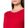image:imageNautica Womens Solid Cable Long Sleeve Tipped SweaterScarletIvory