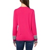 image:imageNautica Womens Tipped Long Sleeve VNeck Knit SweaterAster Pink Multi