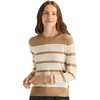 image:imageNautica Womens Crewneck Stripe Long Sleeve Crewneck SweaterCamelIvory