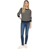 image:imageNautica Womens Long Sleeve Striped Crewneck SweaterBlackWhite Swan