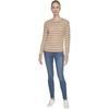 image:imageNautica Womens Long Sleeve Striped Crewneck SweaterCamelWhite Swan