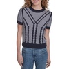 image:imageNautica Womens Short Sleeve Cable Pullover Sweater with TippingNight Sky Ivory