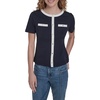 image:imageNautica Womens Short Sleeve Contrast Knit Pullover TopNight Sky Bright White