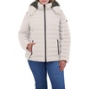 image:imageNautica Womens Short Stretch Puffer Jacket With Fur HoodLimestone