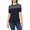image:imageNautica Womens Striped Ribbed Knit Short Sleeve SweaterNight Sky Multi