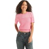 image:imageNautica Womens Striped Ribbed Knit Short Sleeve SweaterPeony Multi