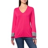 image:imageNautica Womens Tipped Long Sleeve VNeck Knit SweaterAster Pink Multi
