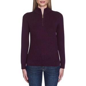 image:imageNautica Womens 14 Zip Mockneck Cable SweaterAubergine