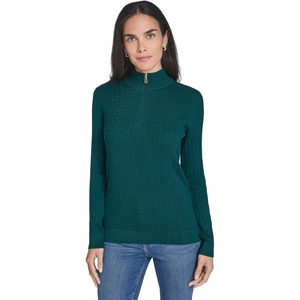 image:imageNautica Womens 14 Zip Mockneck Cable SweaterForest