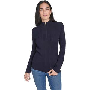image:imageNautica Womens 14 Zip Mockneck Cable SweaterNight Sky