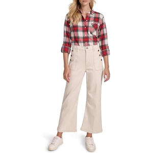 image:imageNautica Womens Button Pocket Wide Leg Sailor JeansNatural