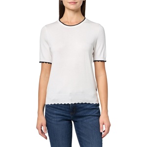 image:imageNautica Womens Crew Neck Solid Short Sleeve SweaterBright WhiteNight Sky