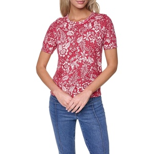 image:imageNautica Womens Crew Neck Solid Short Sleeve SweaterMineral Red Multi