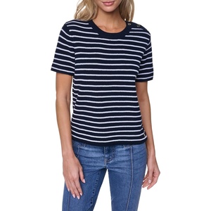 image:imageNautica Womens Crew Neck Solid Short Sleeve SweaterNew Night SkyBright White