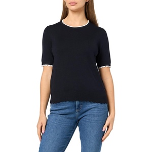 image:imageNautica Womens Crew Neck Solid Short Sleeve SweaterNight SkyBright White