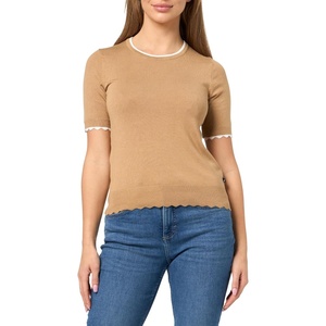 image:imageNautica Womens Crew Neck Solid Short Sleeve SweaterTanninBright White