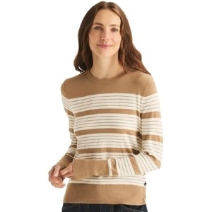 image:imageNautica Womens Crewneck Stripe Long Sleeve Crewneck SweaterCamelIvory