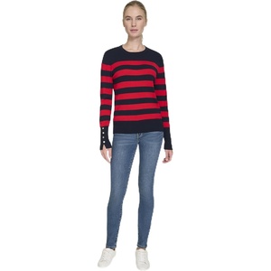image:imageNautica Womens Crewneck Stripe Long Sleeve Crewneck SweaterNight Sky Regatta Red