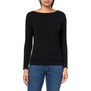 image:imageNautica Womens Long Sleeve Cable Boatneck SweaterBlack