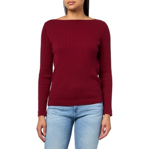 image:imageNautica Womens Long Sleeve Cable Boatneck SweaterDeep Rouge