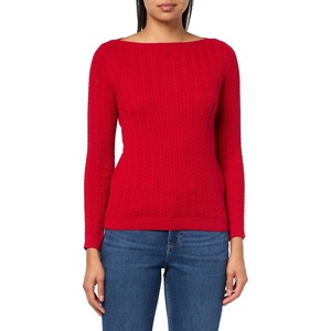 image:imageNautica Womens Long Sleeve Cable Boatneck SweaterHaute Red