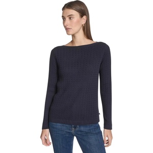 image:imageNautica Womens Long Sleeve Cable Boatneck SweaterNight Sky