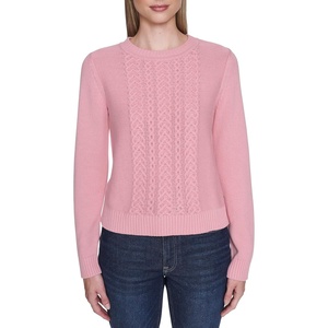 image:imageNautica Womens Long Sleeve Cable Crewneck SweaterBridal Rose