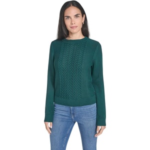 image:imageNautica Womens Long Sleeve Cable Crewneck SweaterForest