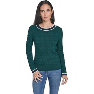 image:imageNautica Womens Long Sleeve Cable Crewneck SweaterForest Multi