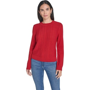 image:imageNautica Womens Long Sleeve Cable Crewneck SweaterHaute Red