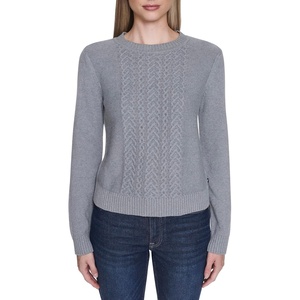 image:imageNautica Womens Long Sleeve Cable Crewneck SweaterMist Heather