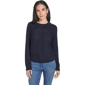 image:imageNautica Womens Long Sleeve Cable Crewneck SweaterNight Sky