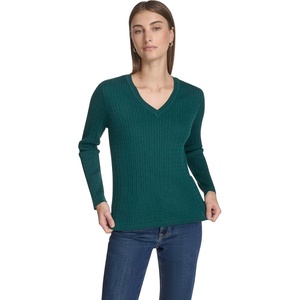 image:imageNautica Womens Long Sleeve Cable VNeck SweaterForest