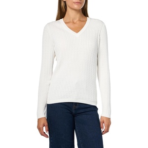 image:imageNautica Womens Long Sleeve Cable VNeck SweaterIvory